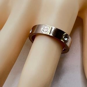 Trendy Titanium Steel rose gold cz ring